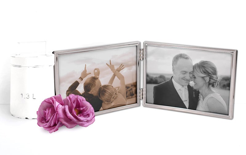 LEADEX Double Thin Edge Metal Picture Frame,Horizontal Standing,4 by 6 Inch,Velvet Back Simple Classic Styling (Silver) - Image 2